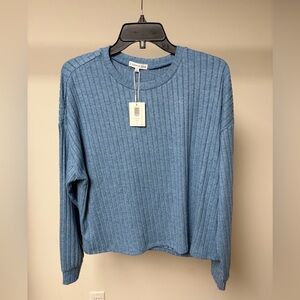 Z supply daydream rib long sleeve top oceanic blue